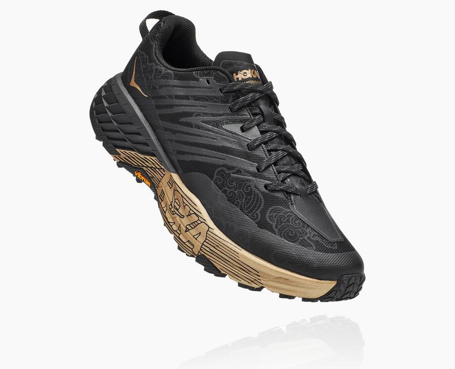 Hoka One One Speedgoat 4 Cny Trailskor Dam - Svarta/Guld - XLTWP-5247